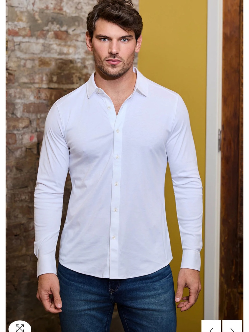 Raffi Men's White Slim-Fit Long Sleeve Button-Down Shirt